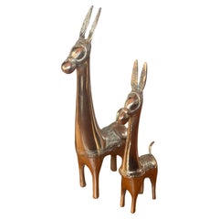 Paire d'ânes italiens en laiton, années 1950