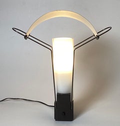 Pair Of Italian Vintage Cooper and Glass Table Lamps By Arteluce Palio