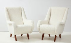 Pair of Italian Vintage Faux Shearling Lounge Chairs