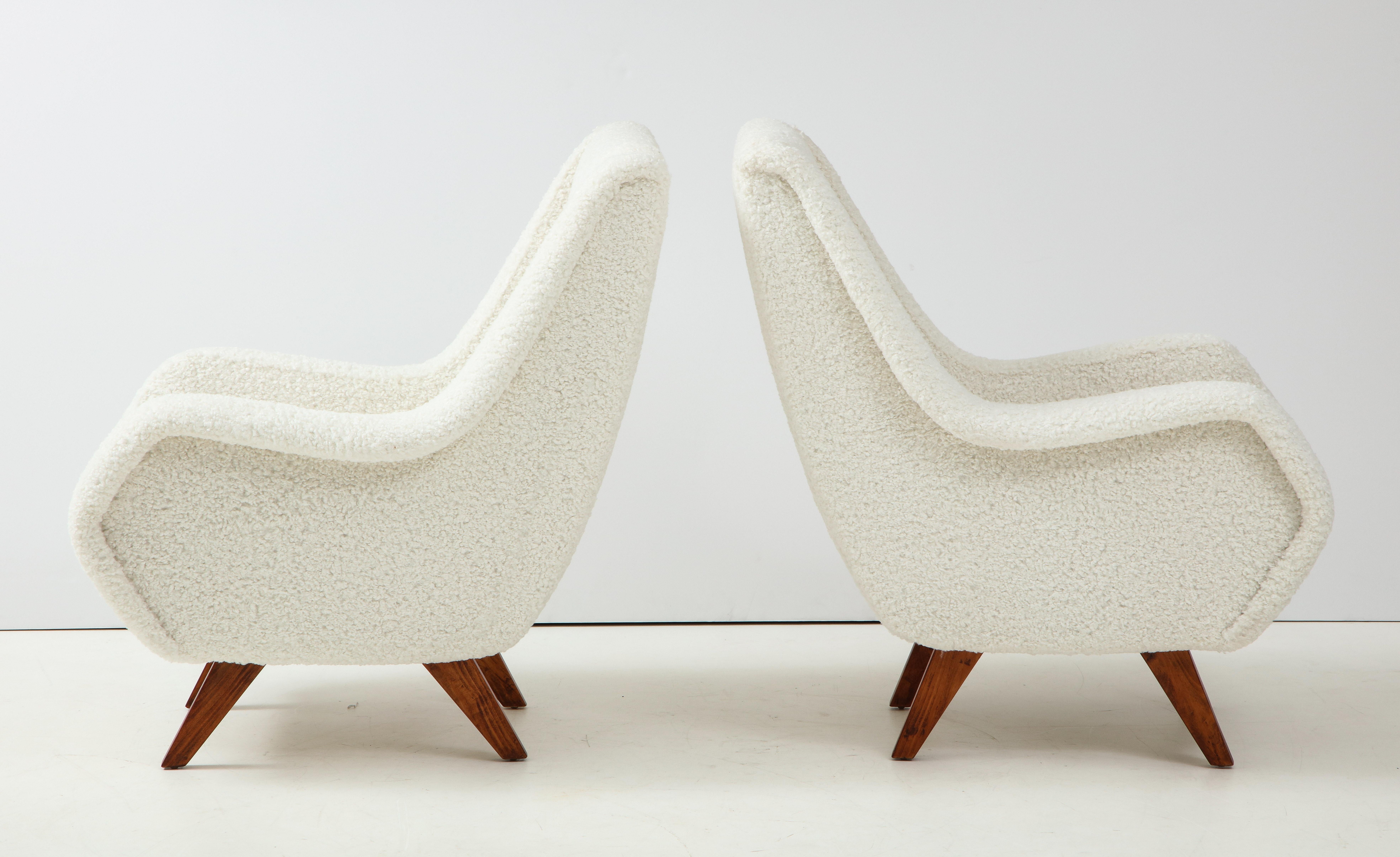 Pair of Italian Vintage Faux Shearling Lounge Chairs 1