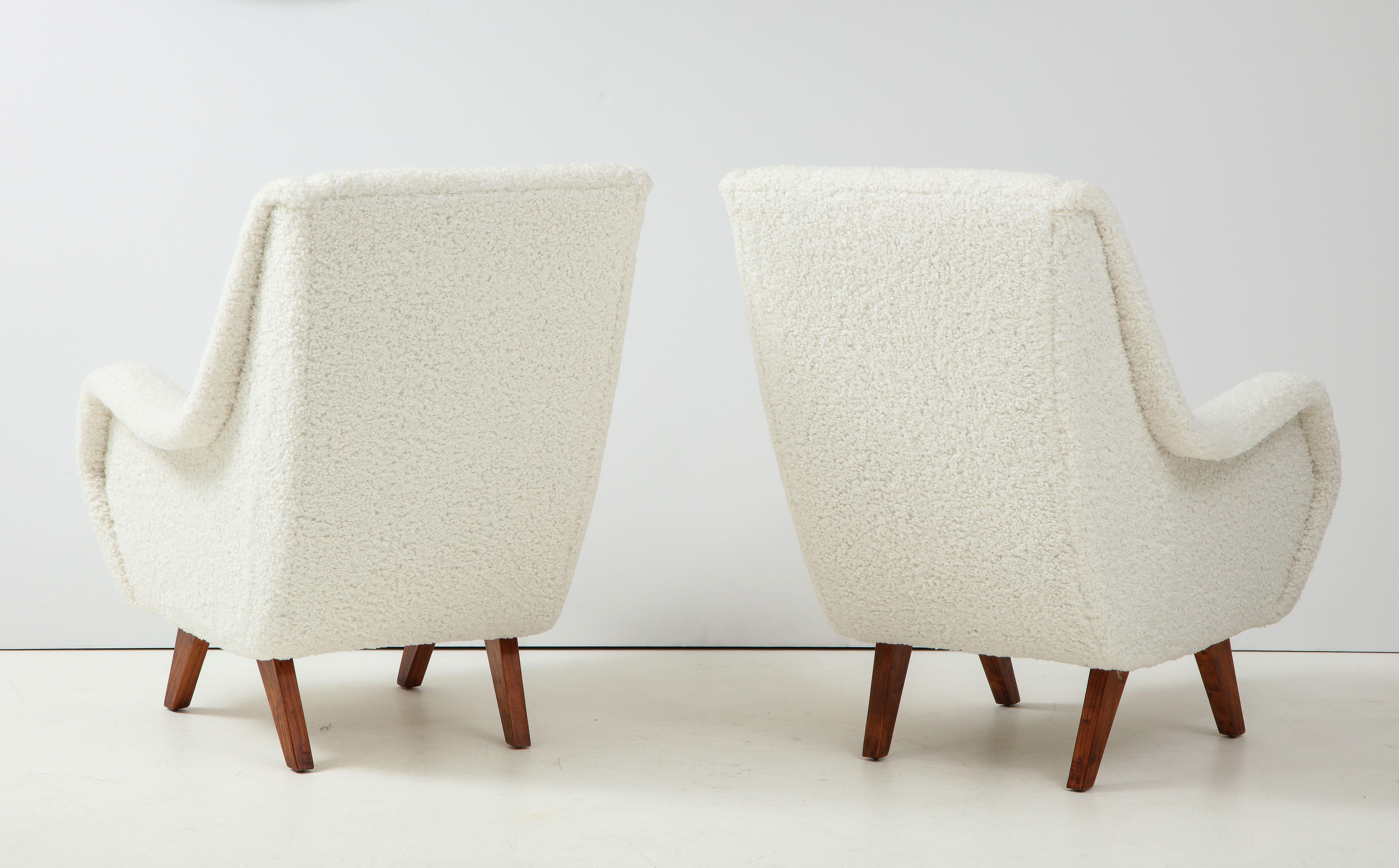 Pair of Italian Vintage Faux Shearling Lounge Chairs 3