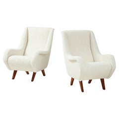 Pair of Italian Vintage Faux Shearling Lounge Chairs