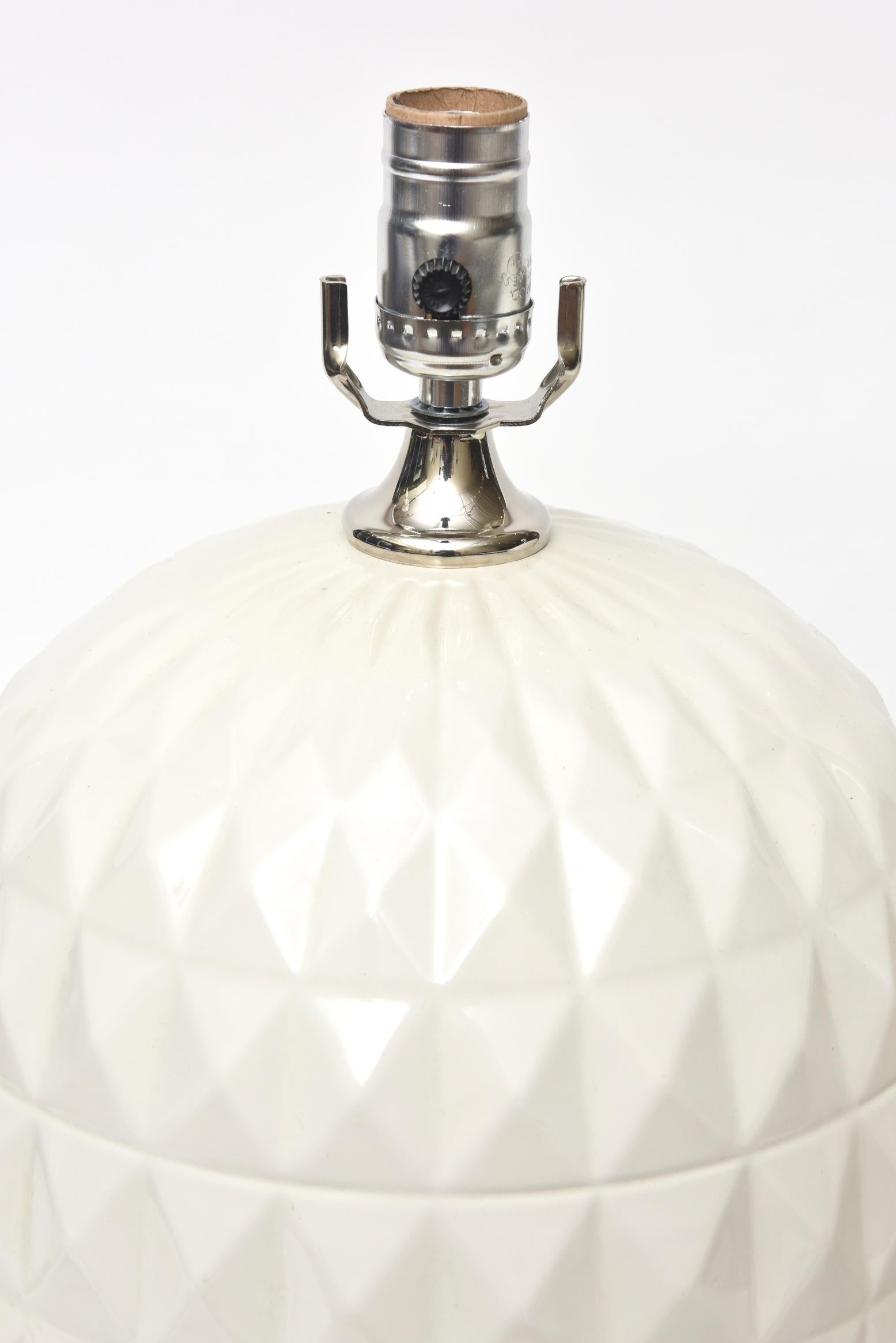Mid-Century Modern Pair of Ceramic Geometric Lamps Italian Vintage