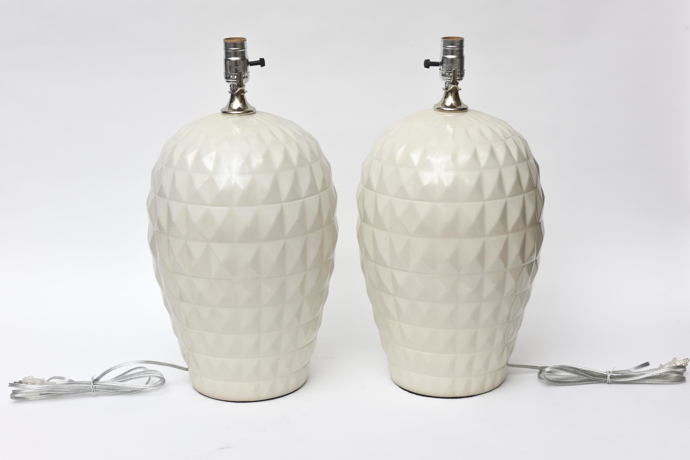 Pair of Ceramic Geometric Lamps Italian Vintage 1