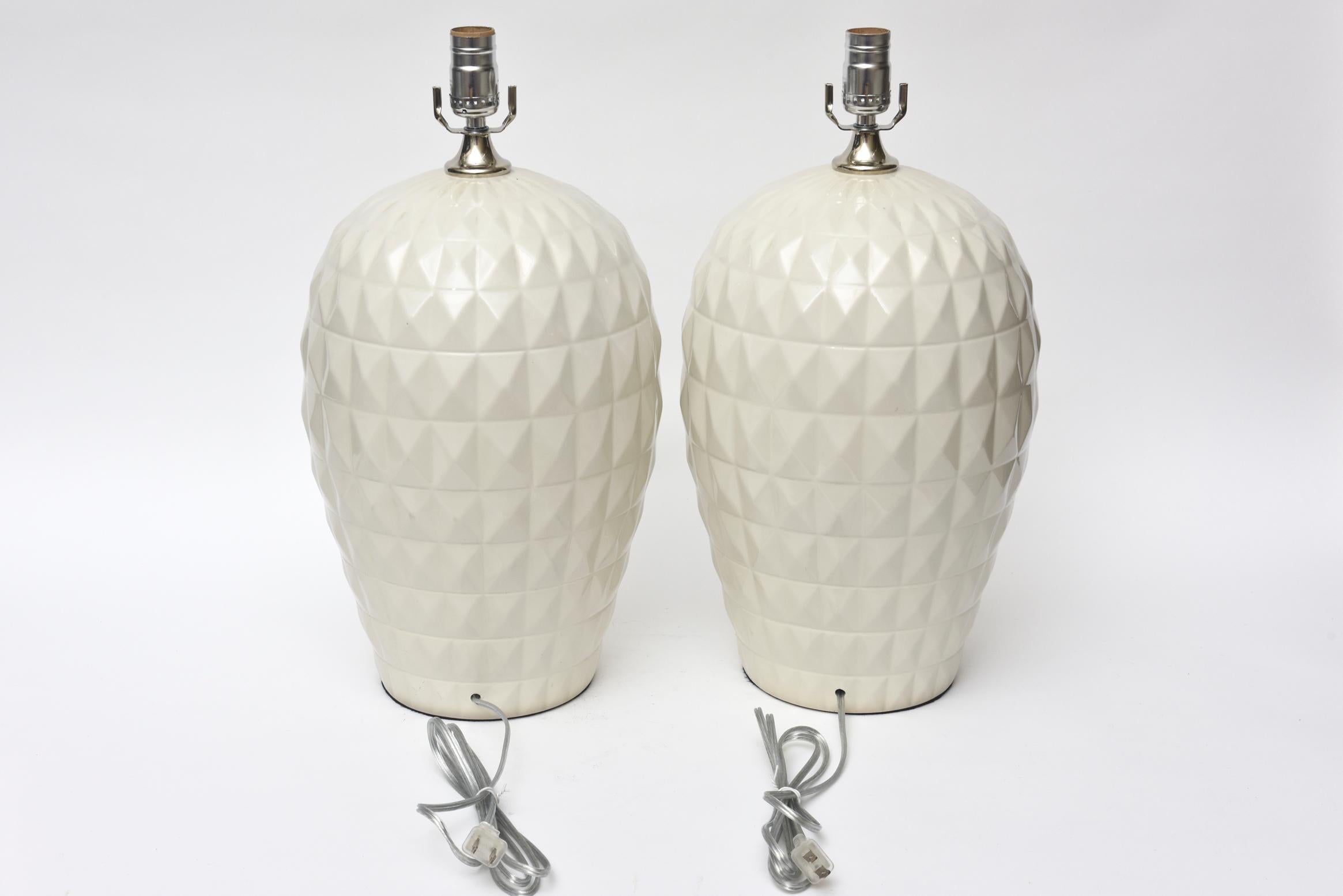 Pair of Ceramic Geometric Lamps Italian Vintage 2