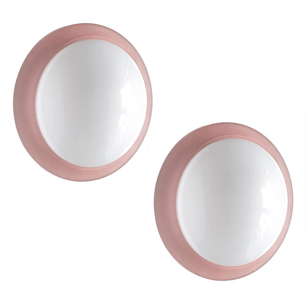 Pair of Italian Vintage Glass Ceiling or Wall Light Flushmount In Good Condition For Sale In Berlin, DE