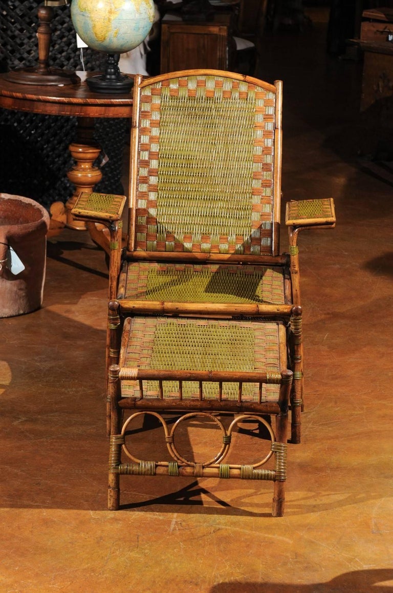Pair of Italian Vintage Green and Brown Wicker Lounge ...