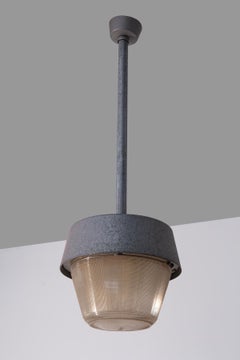 Pair of italian vintage industrial aluminum lamps