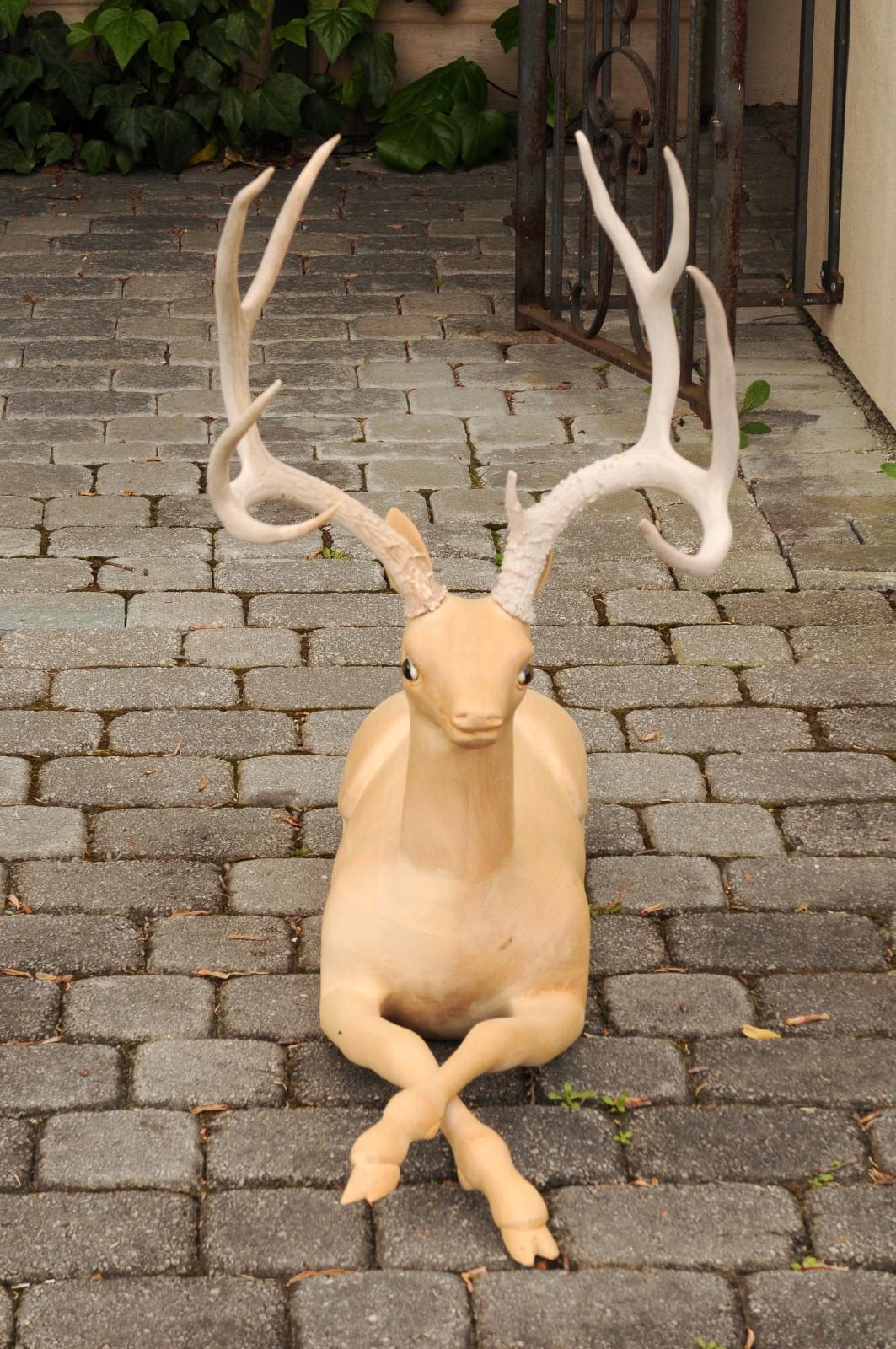 wooden deer statue