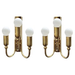 Pair of Italian Vintage Modernist Brass Sciolari Wall Lights Sconces