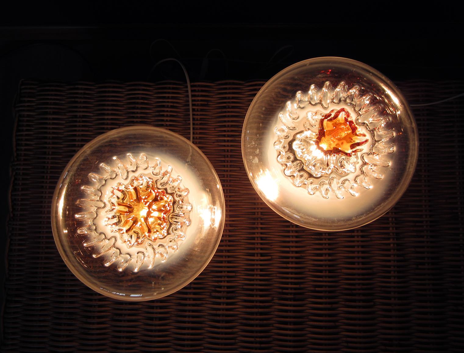 Pair of Italian Vintage Murano Caramel Glass Table Lamp, Mazzega Style 5