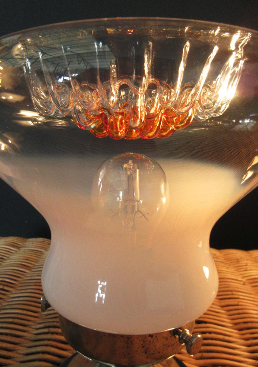 Late 20th Century Pair of Italian Vintage Murano Caramel Glass Table Lamp, Mazzega Style