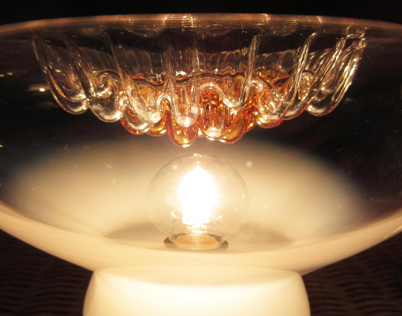 Blown Glass Pair of Italian Vintage Murano Caramel Glass Table Lamp, Mazzega Style
