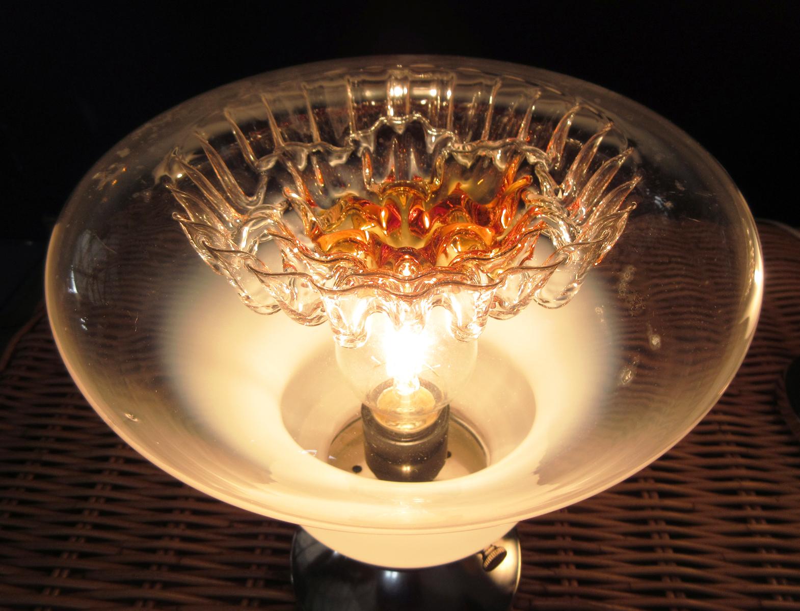 Pair of Italian Vintage Murano Caramel Glass Table Lamp, Mazzega Style 1