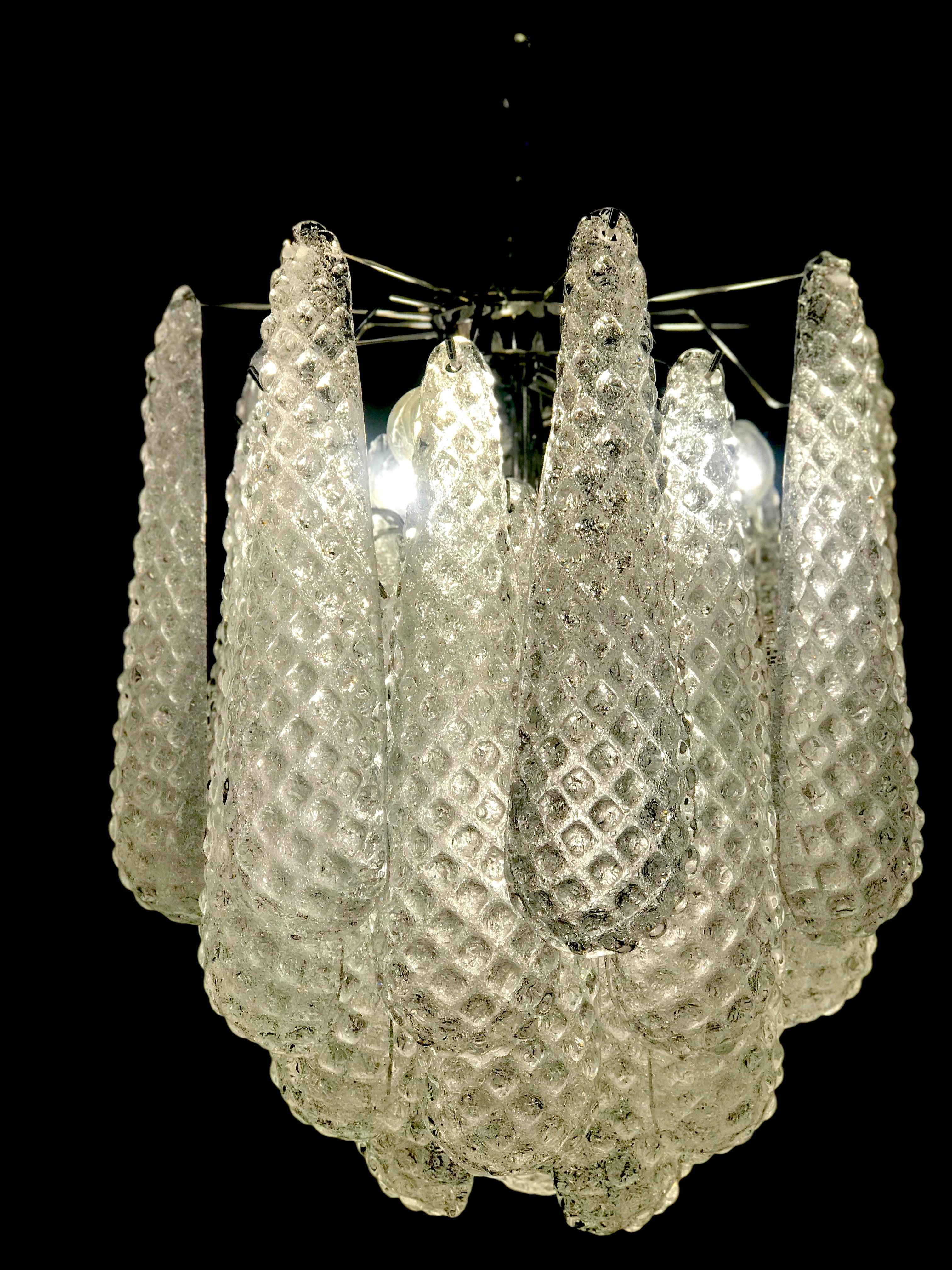 Pair of Italian vintage Murano chandeliers made by 24 glass 