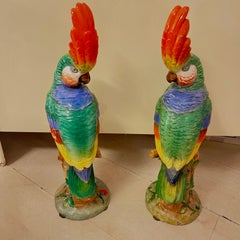 Pair of Italian Vintage Porcelain Parrots by Ugo Zaccagnini 1950s
