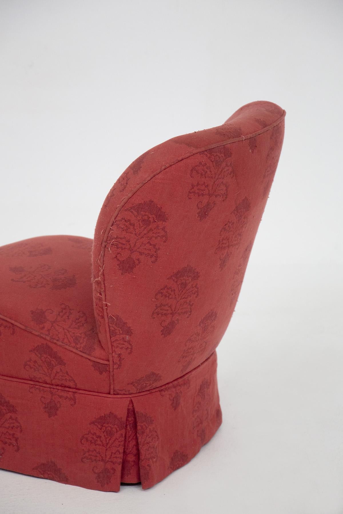 Mid-Century Modern Pair of Italian Vintage Red Armchairs