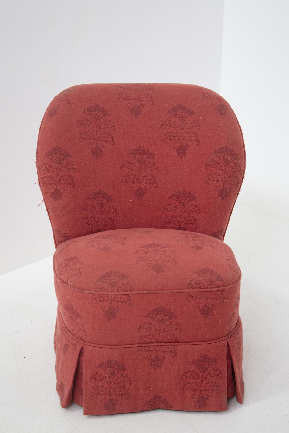 Mid-20th Century Pair of Italian Vintage Red Armchairs For Sale