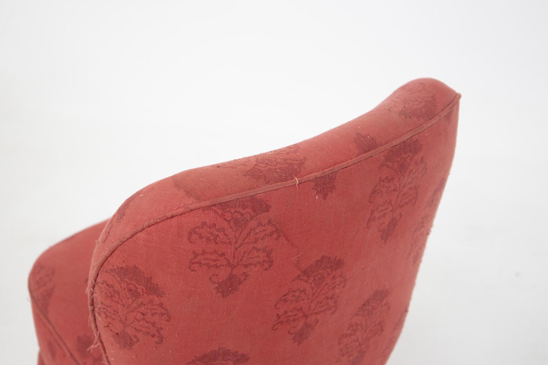 Paire de fauteuils rouges italiens vintage en vente 2
