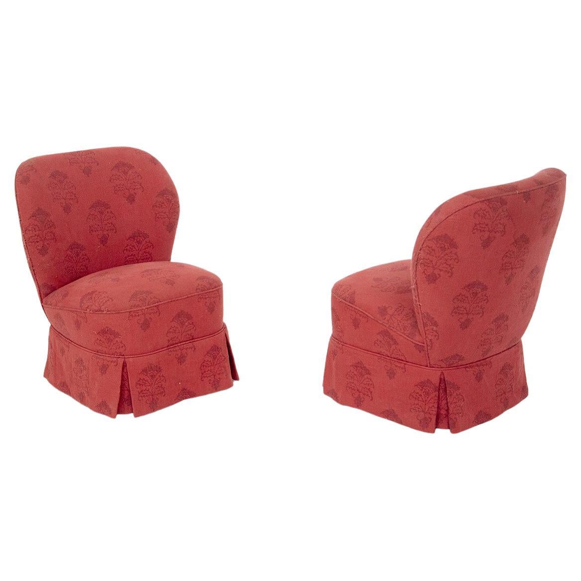 Pair of Italian Vintage Red Armchairs For Sale