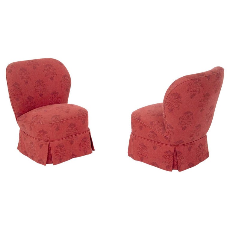 Pair of Italian Vintage Red Armchairs For Sale at 1stDibs