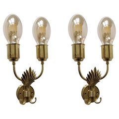 Pair of Italian Vintage Sculptural Brass Sconces Wall Lights, 1950s