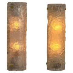 Coppia di lampade da parete vintage italiane - Vetro smerigliato lavorato a mano, 1960/70