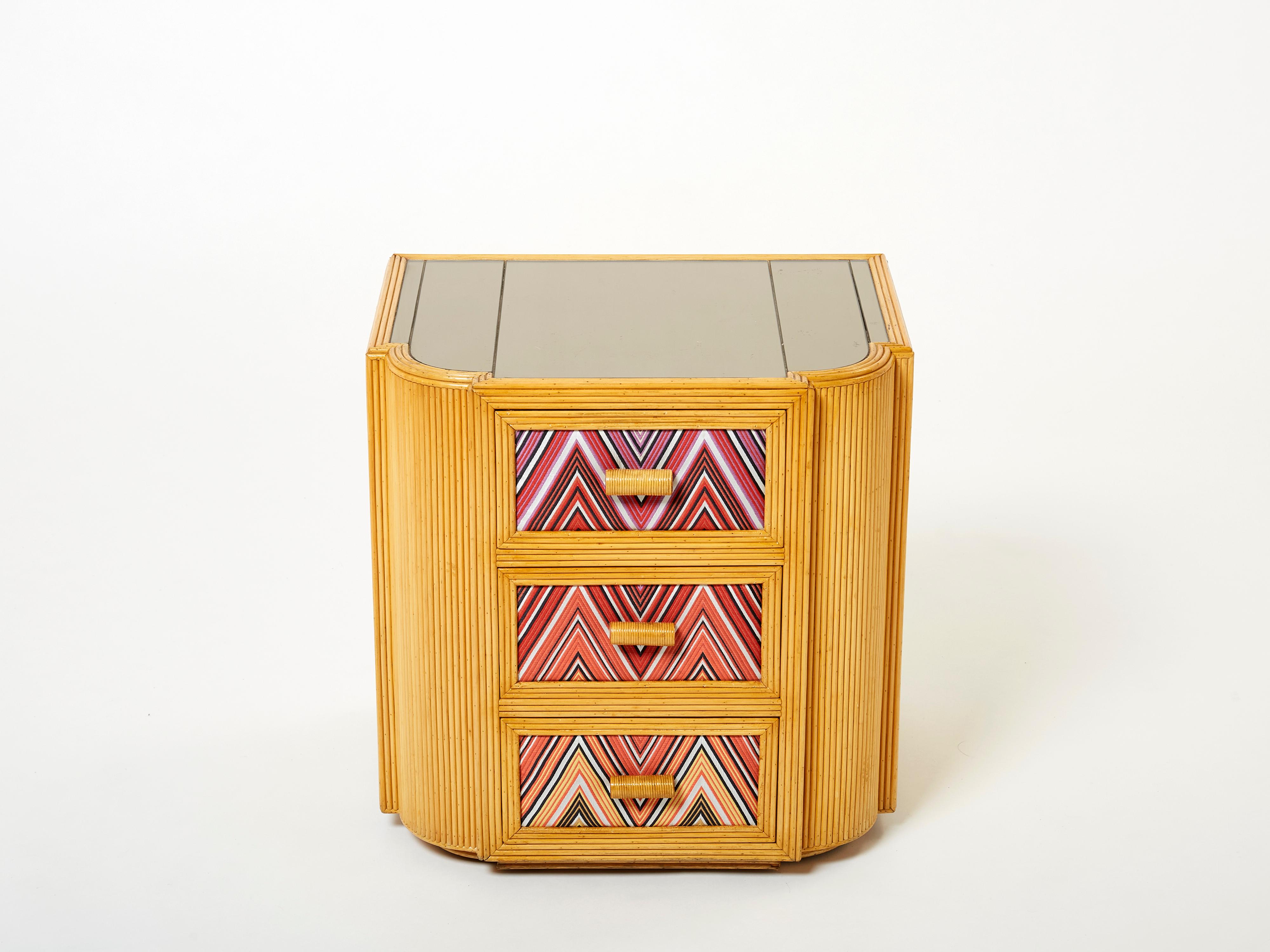 Pair of Italian Vivai del Sud Bamboo Missoni Fabric Night Stands, 1970s For Sale 6