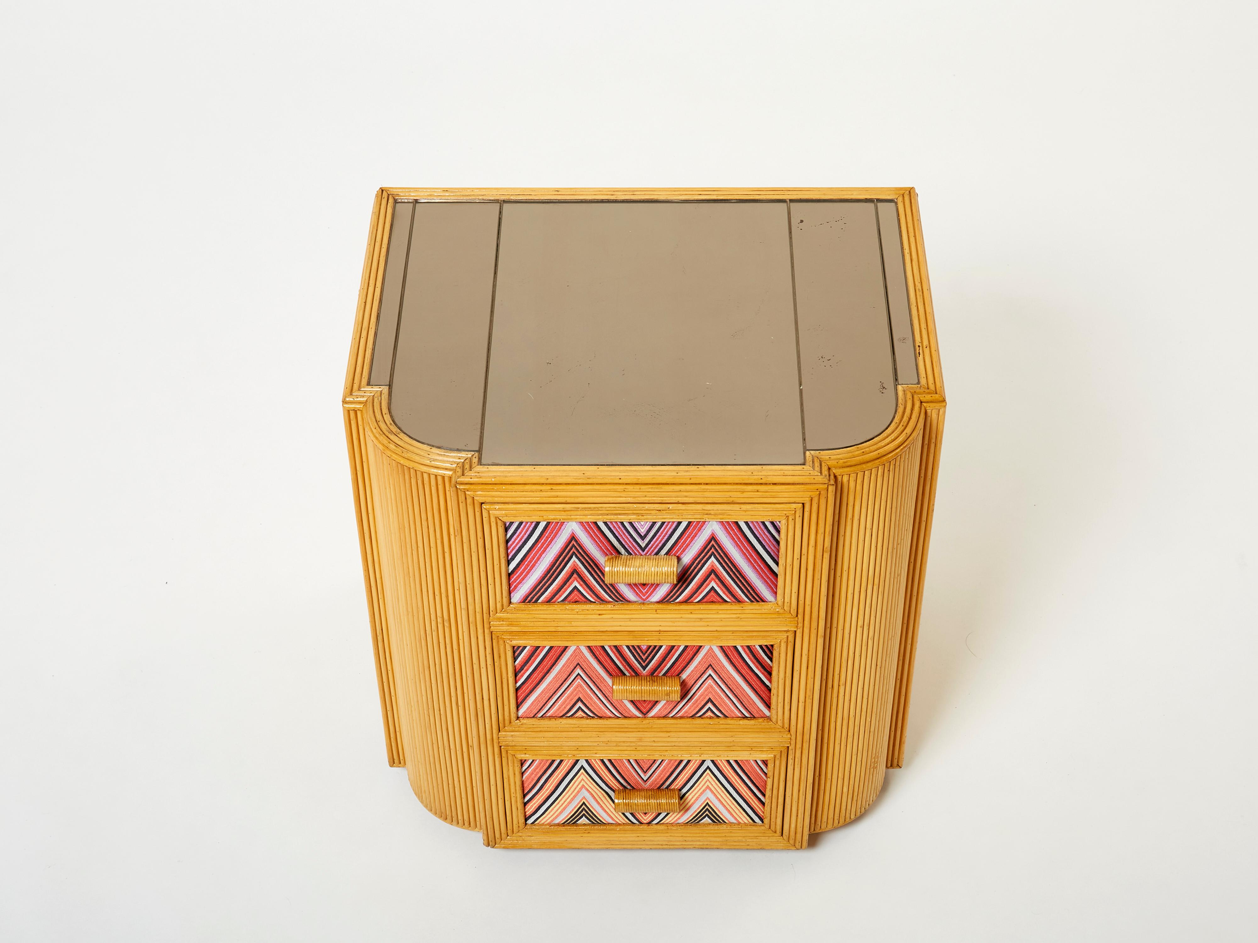 Pair of Italian Vivai del Sud Bamboo Missoni Fabric Night Stands, 1970s For Sale 7