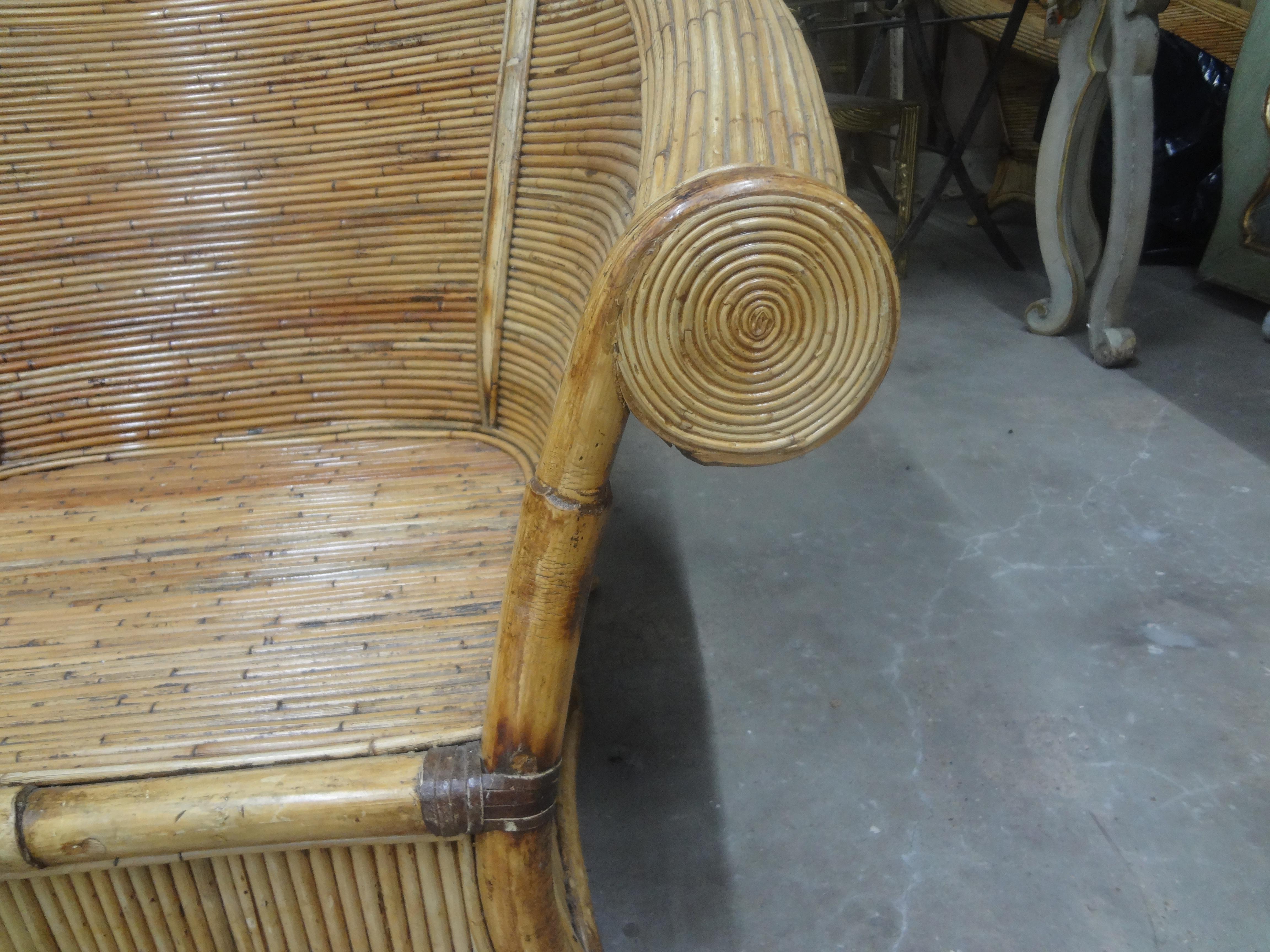 Paire de chaises longues italiennes Vivai del Sud en bois de roseau en vente 4