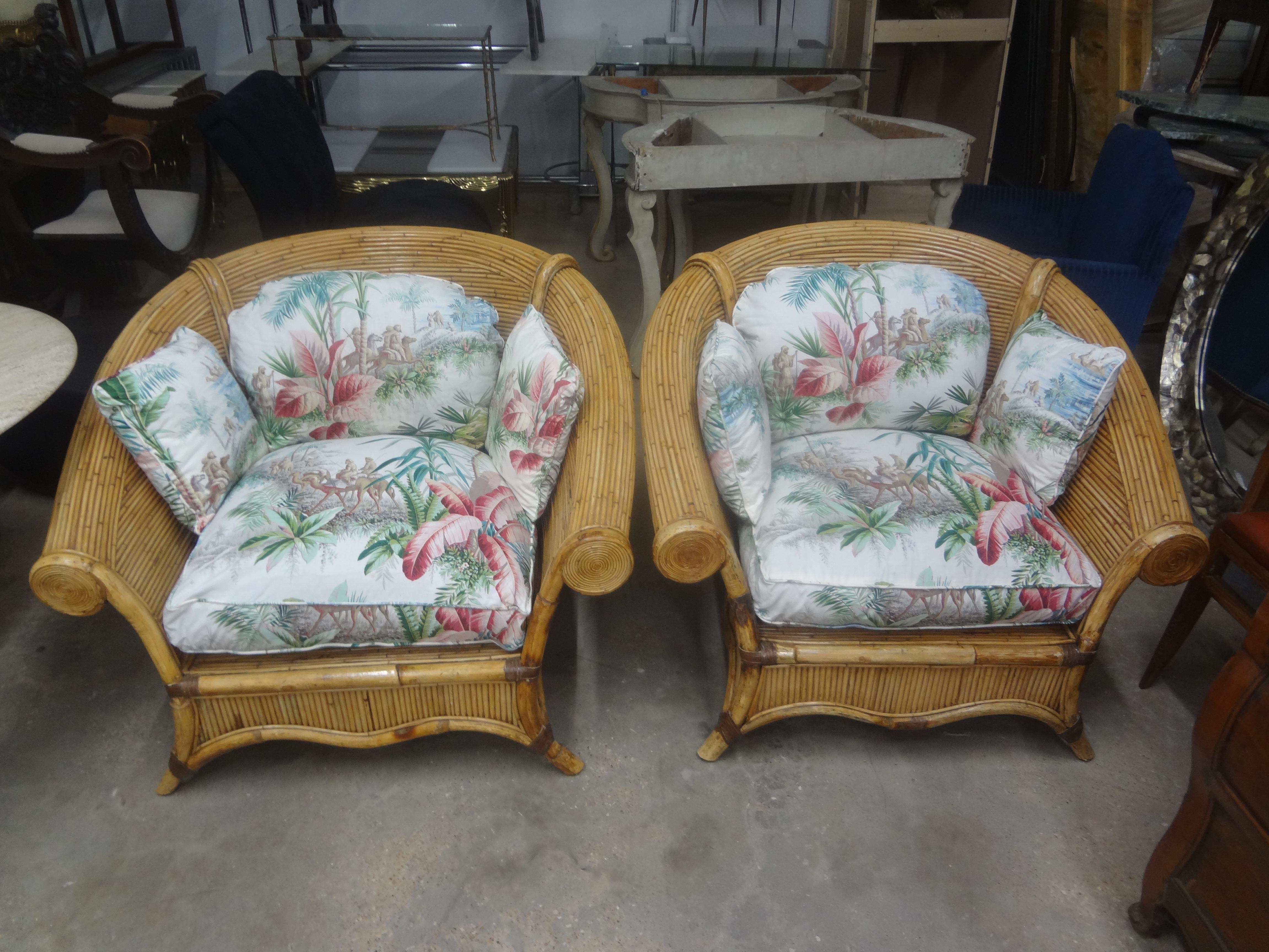 Pair Of Italian Vivai Del Sud Pencil Reed Lounge Chairs For Sale 12