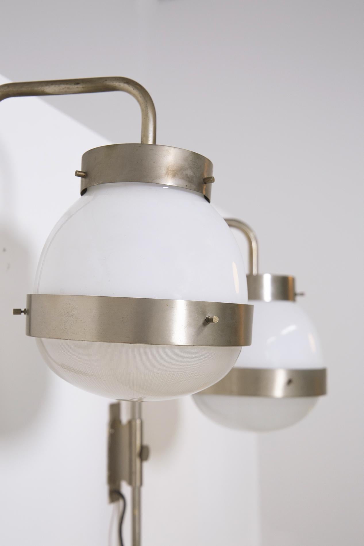 Galvanized Pair of Italian Wall Lamp Mod. Delta by Sergio Mazza for Artemide, 1960s