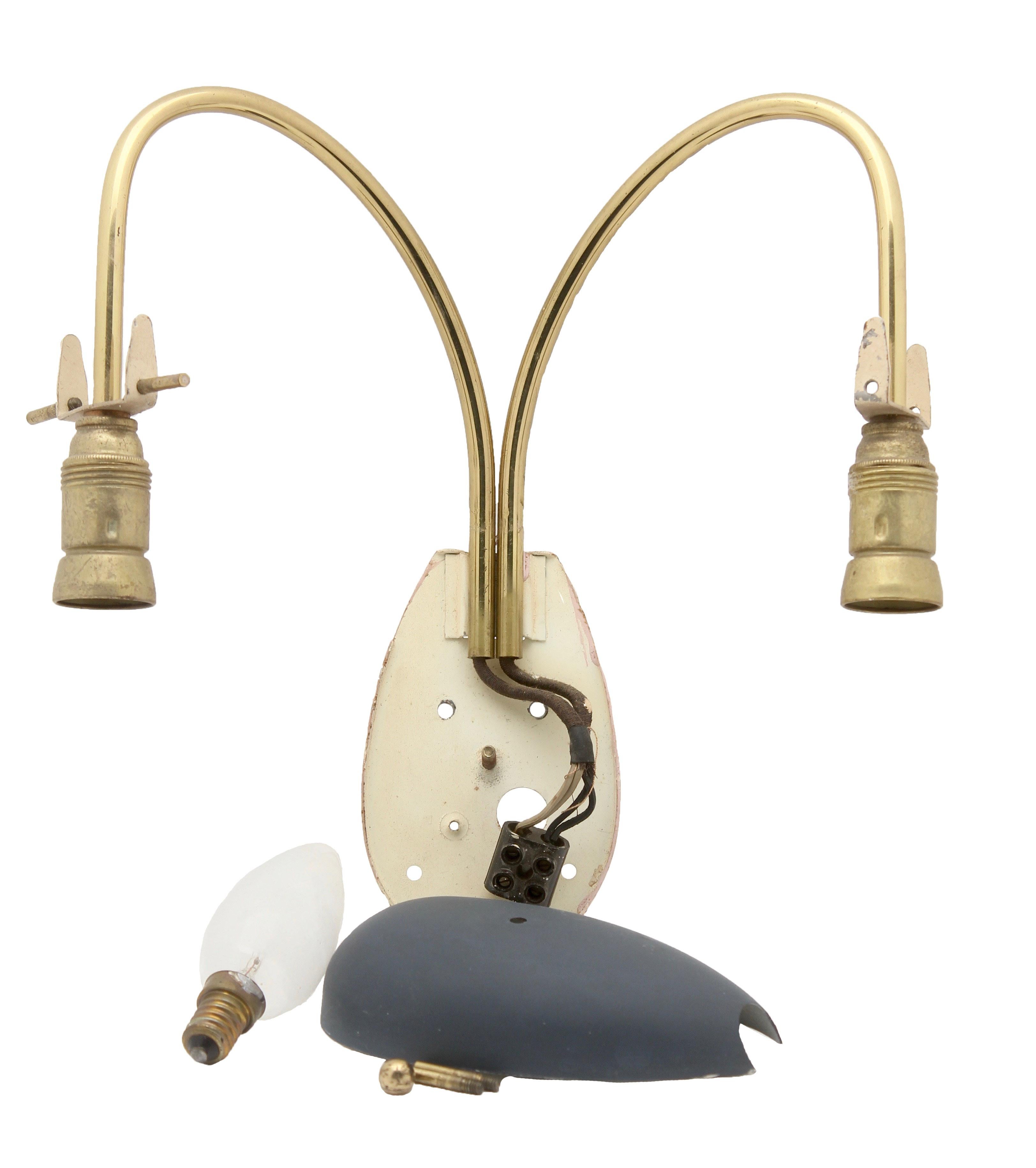 Brass Pair of Italian Wall Lamps by Stilnovo, 1960s
