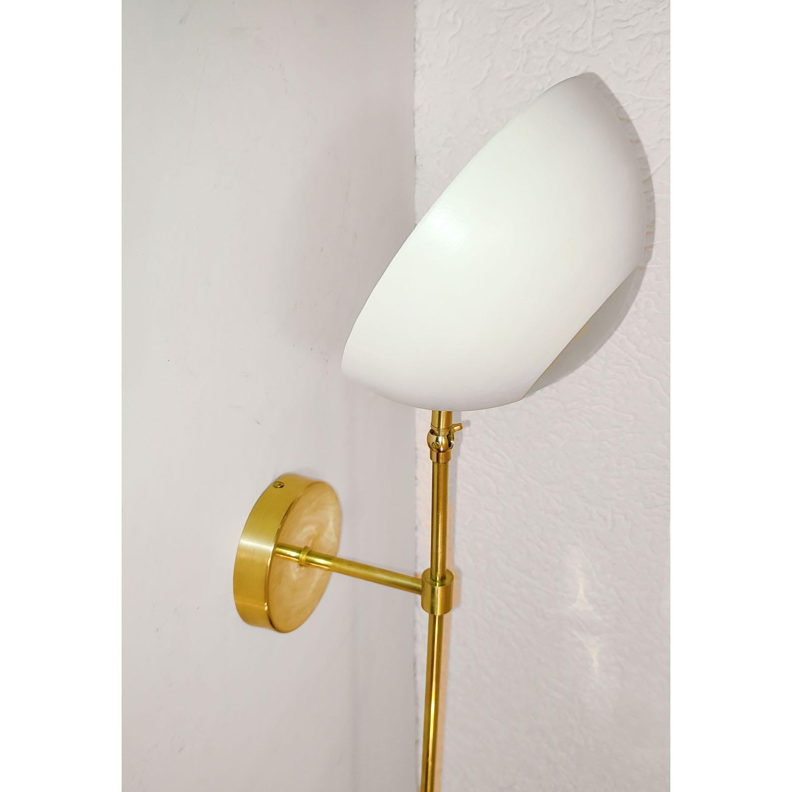 Pair of Italian Wall Lights, Brass and Ivory Lacquer, Stilnovo Style For Sale 10