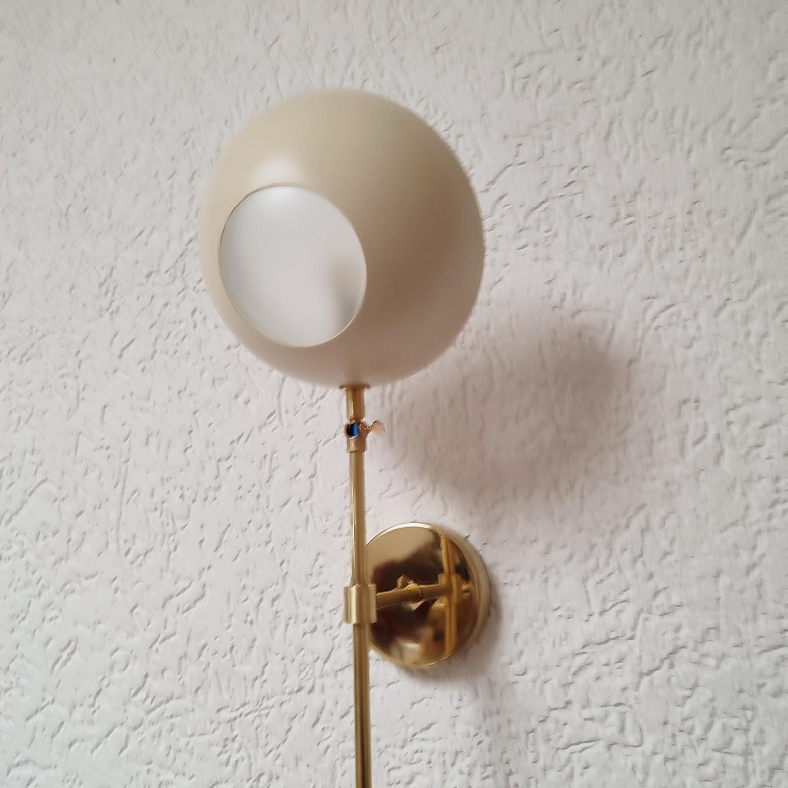 Contemporary Pair of Italian Wall Lights, Brass and Ivory Lacquer, Stilnovo Style For Sale