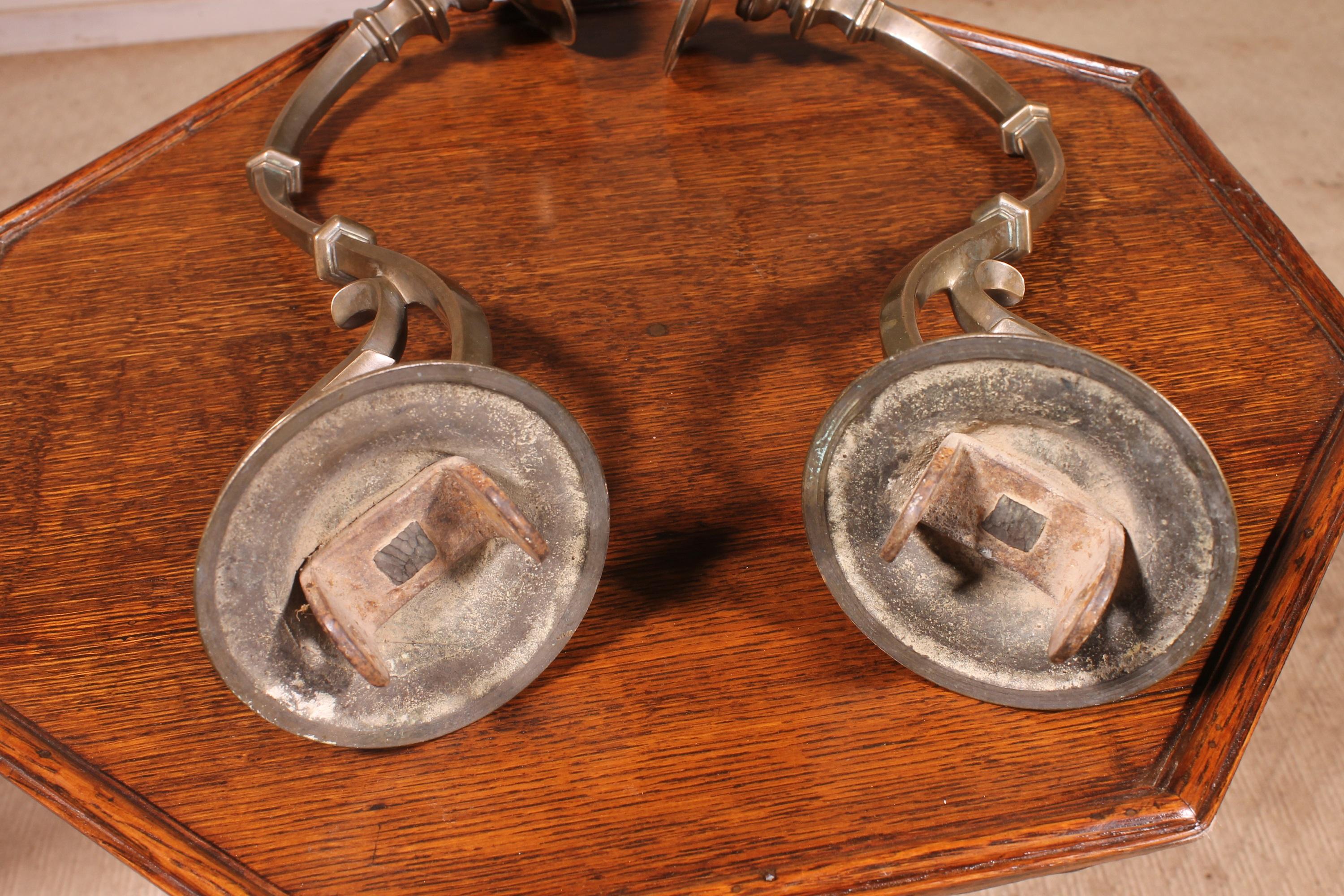 Pair of Italian Wall Lights in Bronze, 17th Century For Sale 3