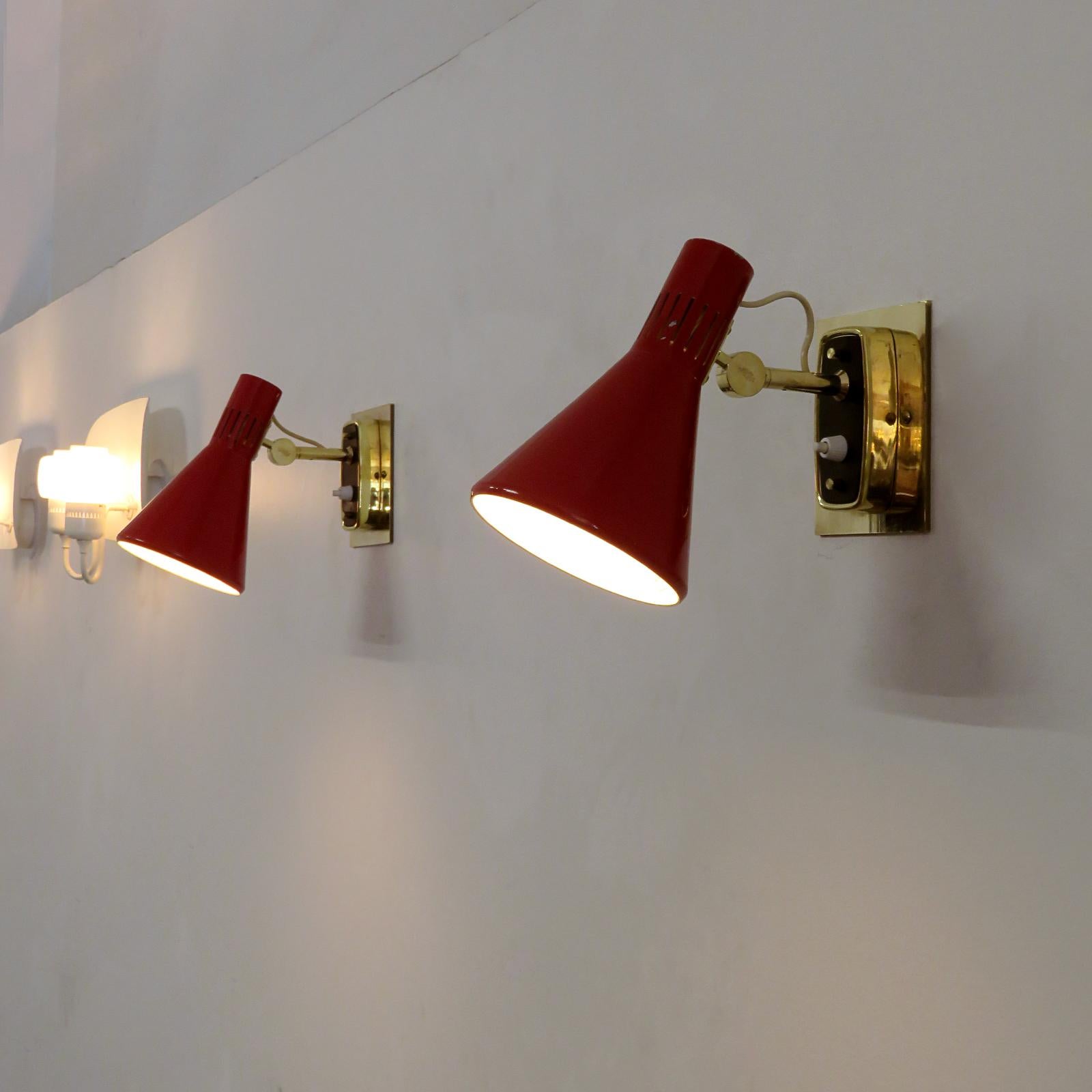 Paire de lampes murales italiennes modèle 2085 par Stilnovo, 1950 en vente 3