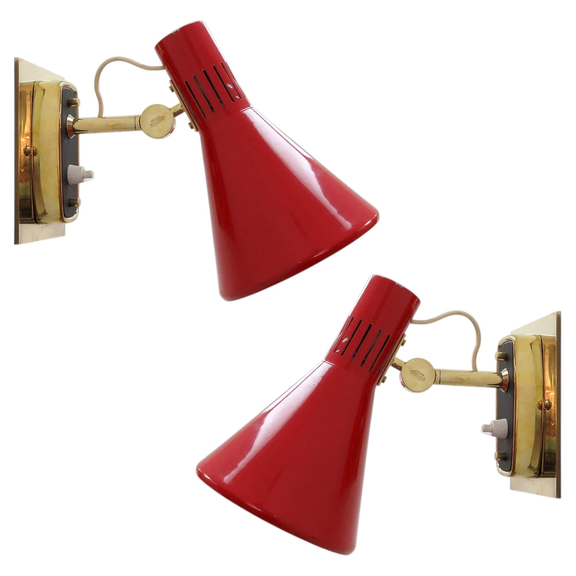 Pair of Italian Wall Lights Model 2085 by Stilnovo, 1950