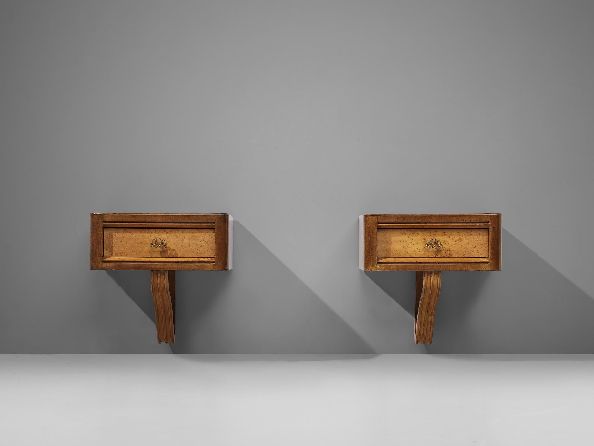 Mid-20th Century Pair of Italian Wall-Mounted Nightstands