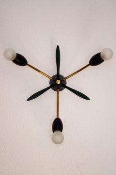 Pair of Italian Vintage Wall or Ceiling Lights Flush Mounts Sconces, 1950s