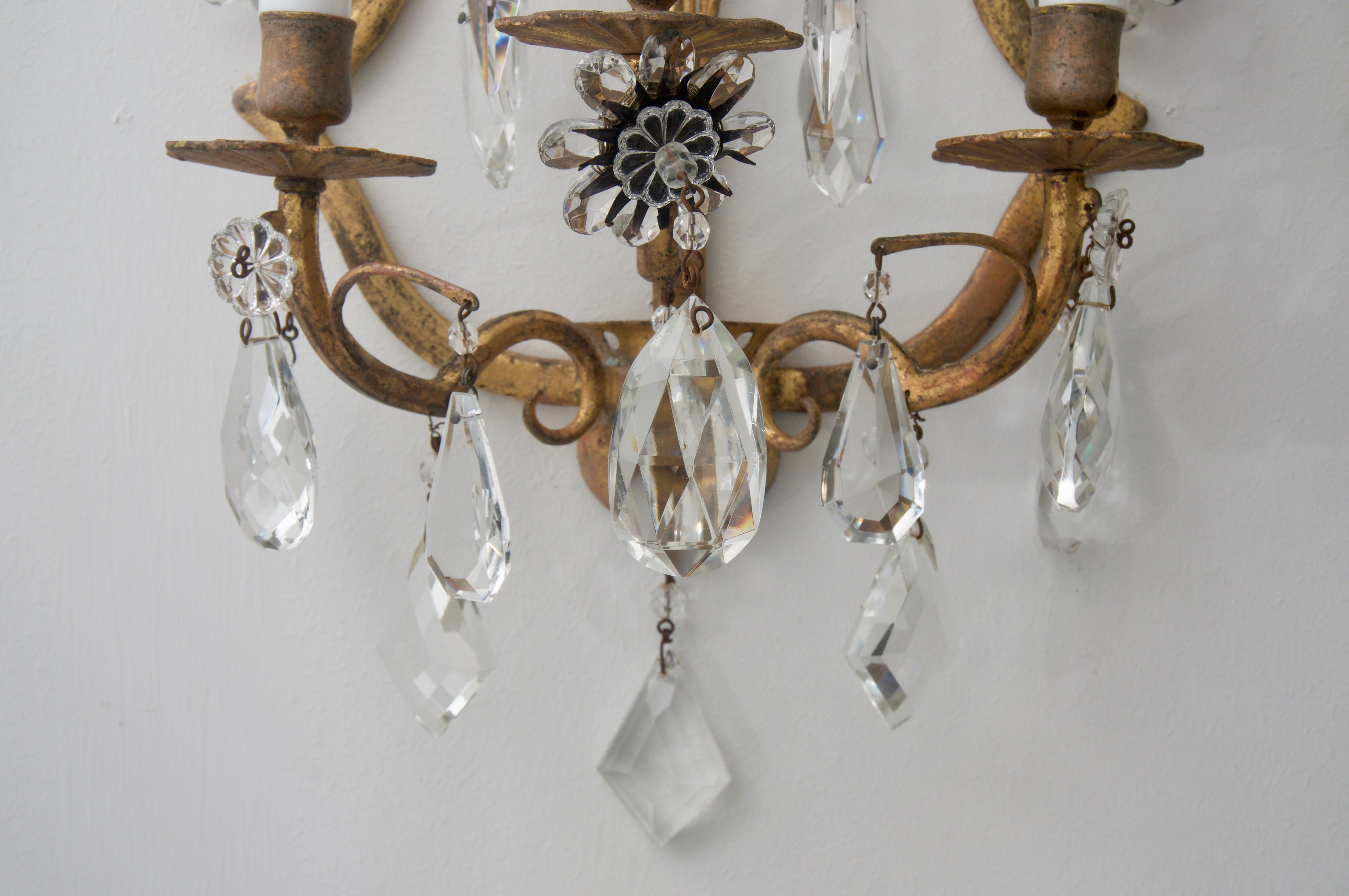 Polished Pair of Italian Wall Sconces For Sale