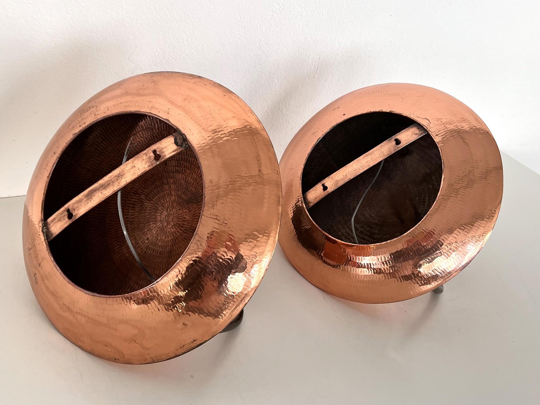 Pair of Italian Wall Sconces in Copper and Black Perforated Metal, 1970s For Sale 9