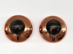 Pair of Italian Wall Sconces in Copper and Black Perforated Metal, 1970s