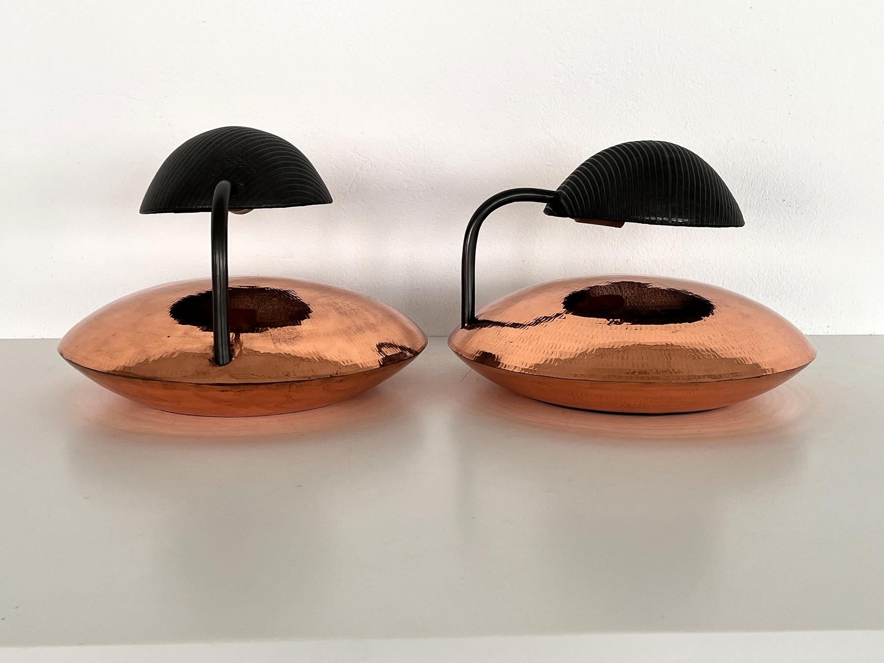 Pair of Italian Wall Sconces in Copper and Black Perforated Metal, 1970s For Sale 4