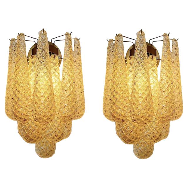 Italian Palmette Sconces By Barovier And Toso Murano 1960 For Sale At italian-palmette-sconces-by-barovier-and-toso-murano-1960-for-sale-at