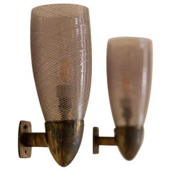 Coppia di appliques italiane prodotte da Venini, Murano, circa anni '50.