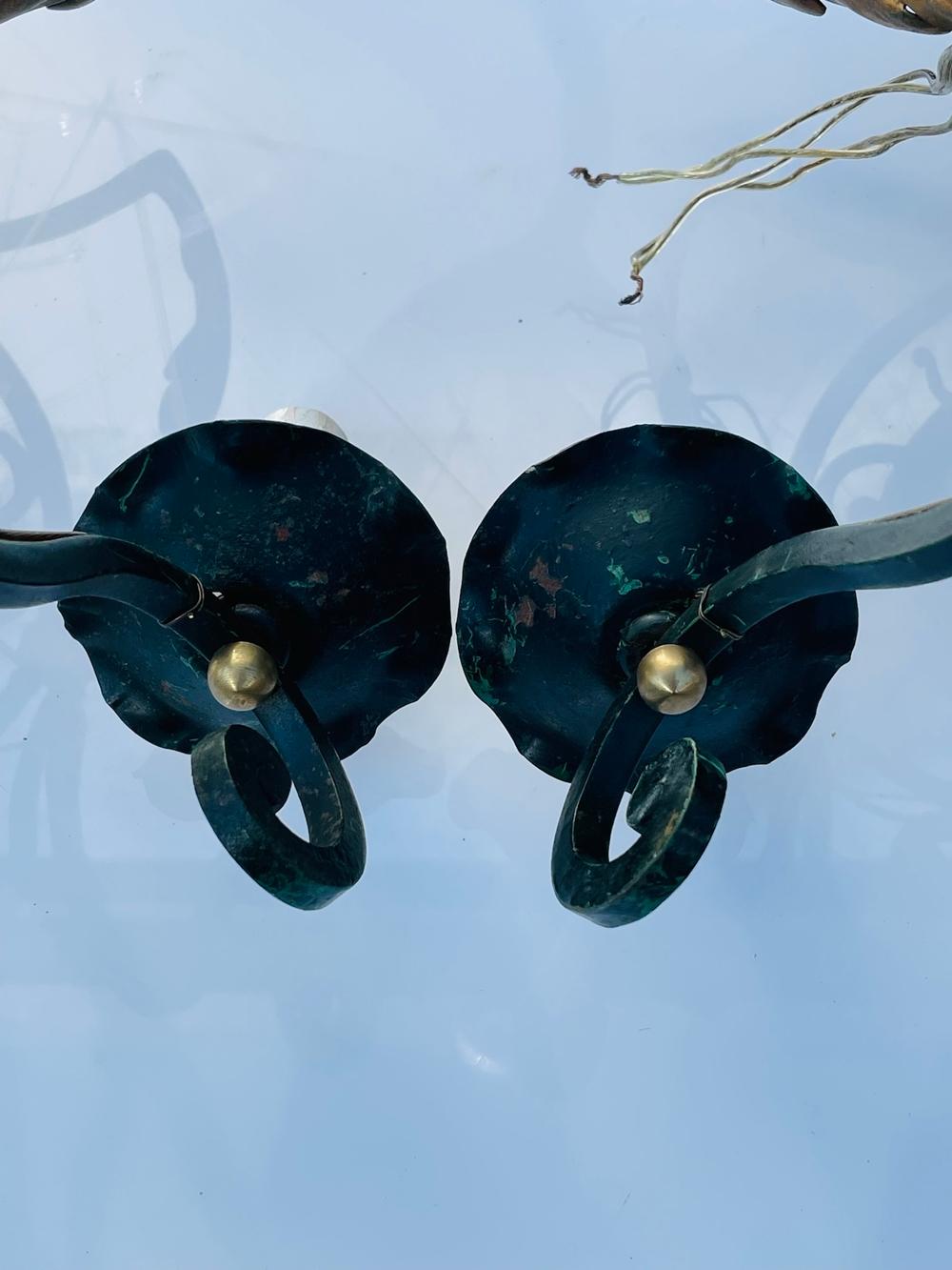 Pair of Italian Wall Sconces with Metal Gilt Accents 6