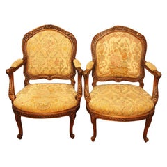 Pair Of Italian Walnut Armchairs