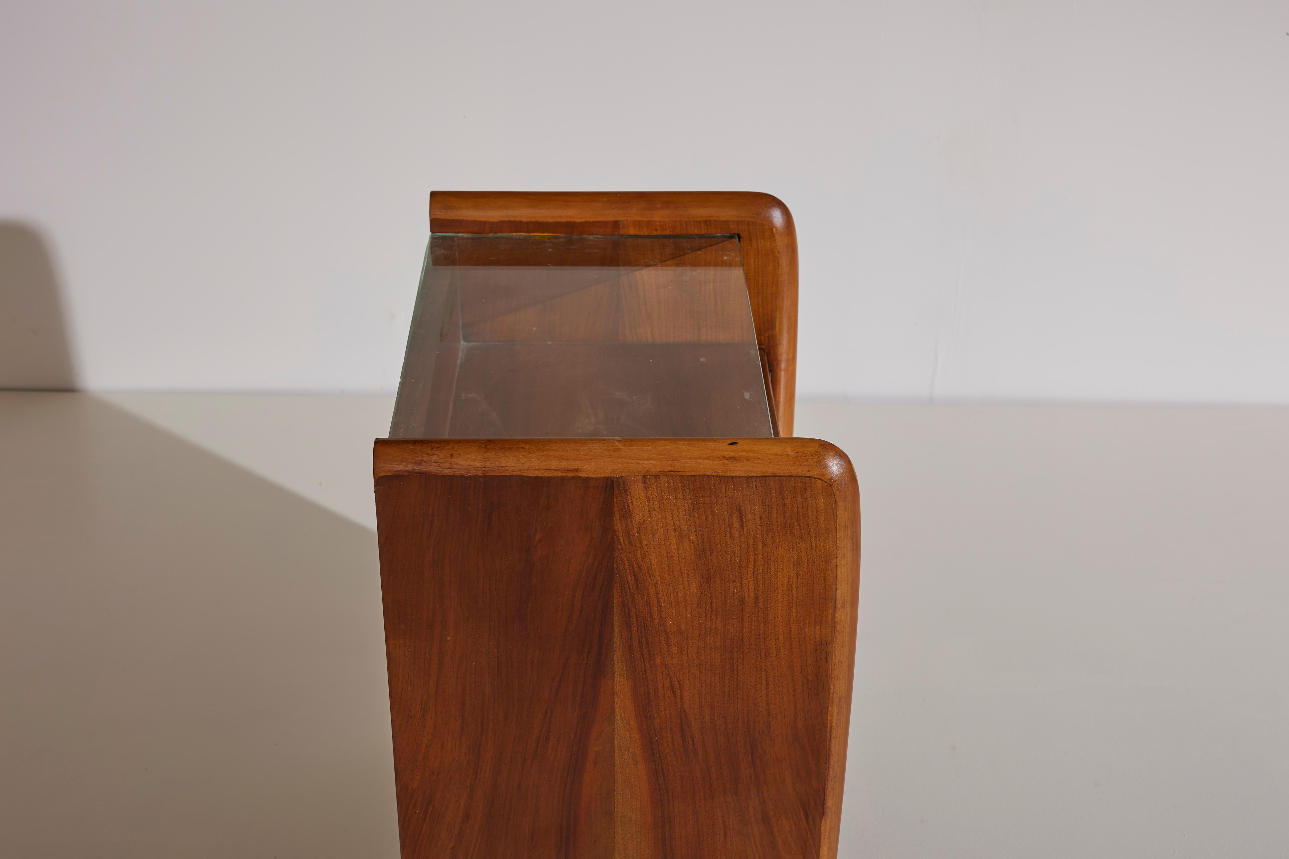 Pair of Italian Walnut Bedside with Glass Top by Osvaldo Borsani 'Attr.' 1940/50 1