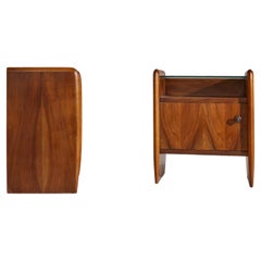 Pair of Italian Walnut Bedside with Glass Top by Osvaldo Borsani 'Attr.' 1940/50